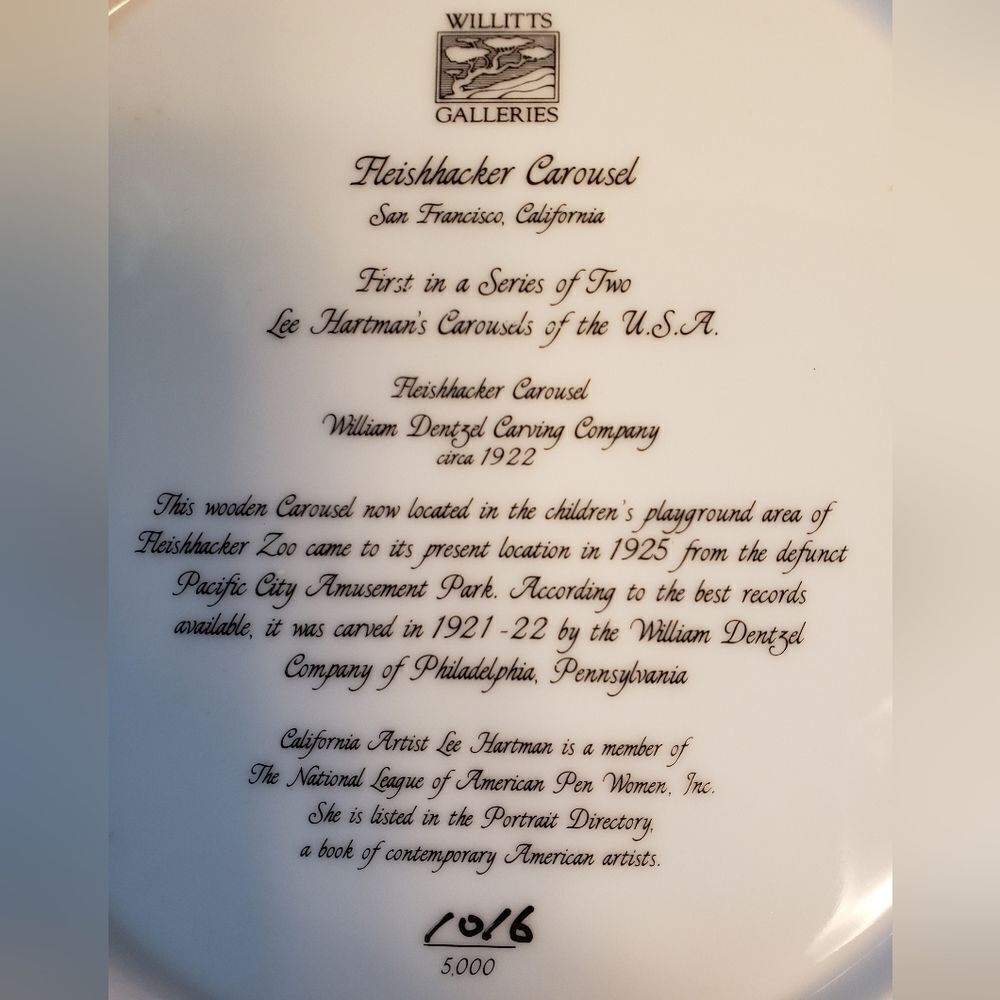 Fleishhacker Carousel Plate - Picture 5 of 6